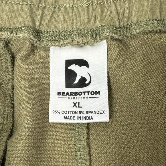 Bearbottom Pants Joggers Sweatpants Sz XL Green Tan Drawstring Performance Tech - Picture 4 of 5